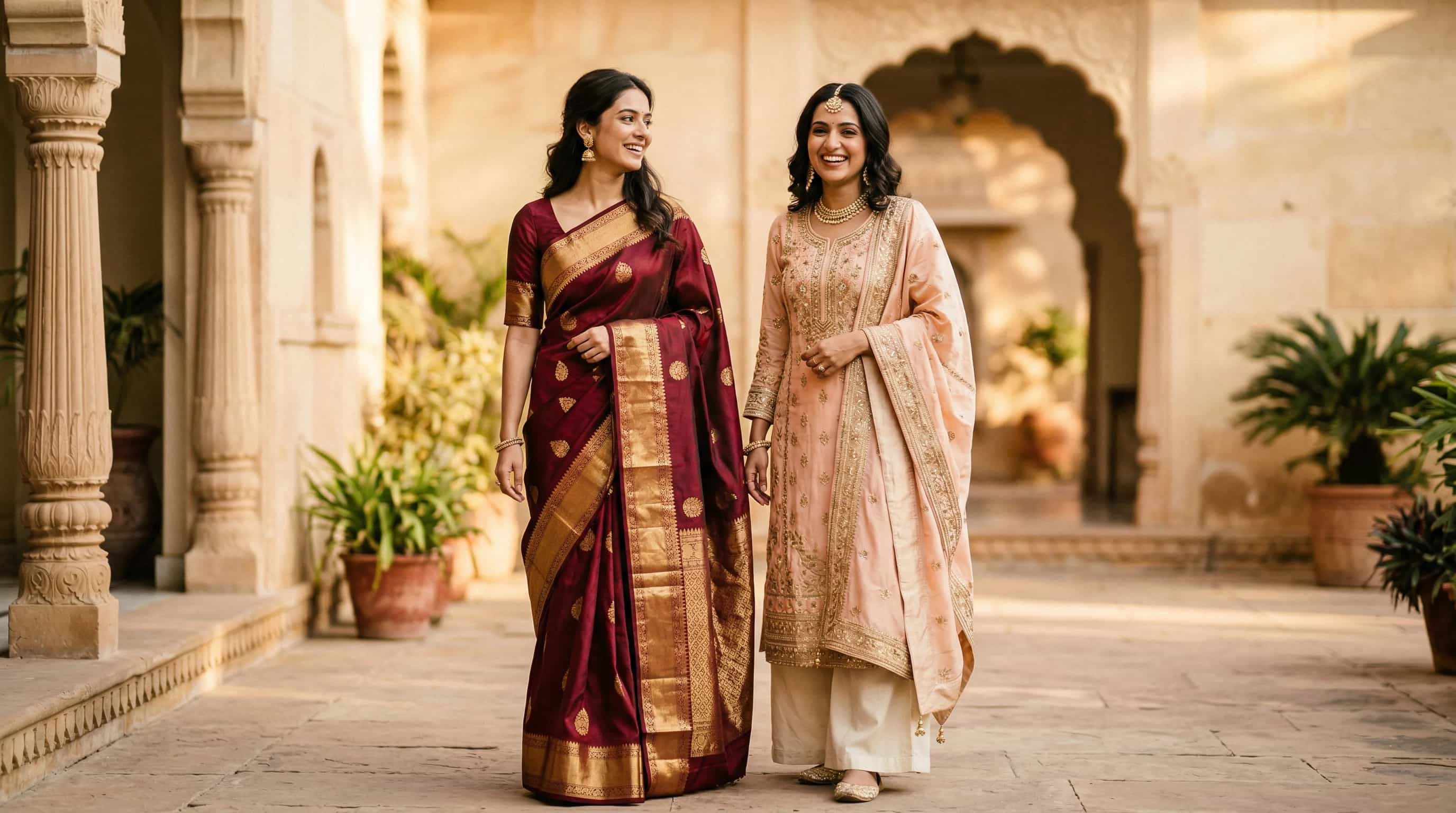 Woman in elegant ethnic wear saree