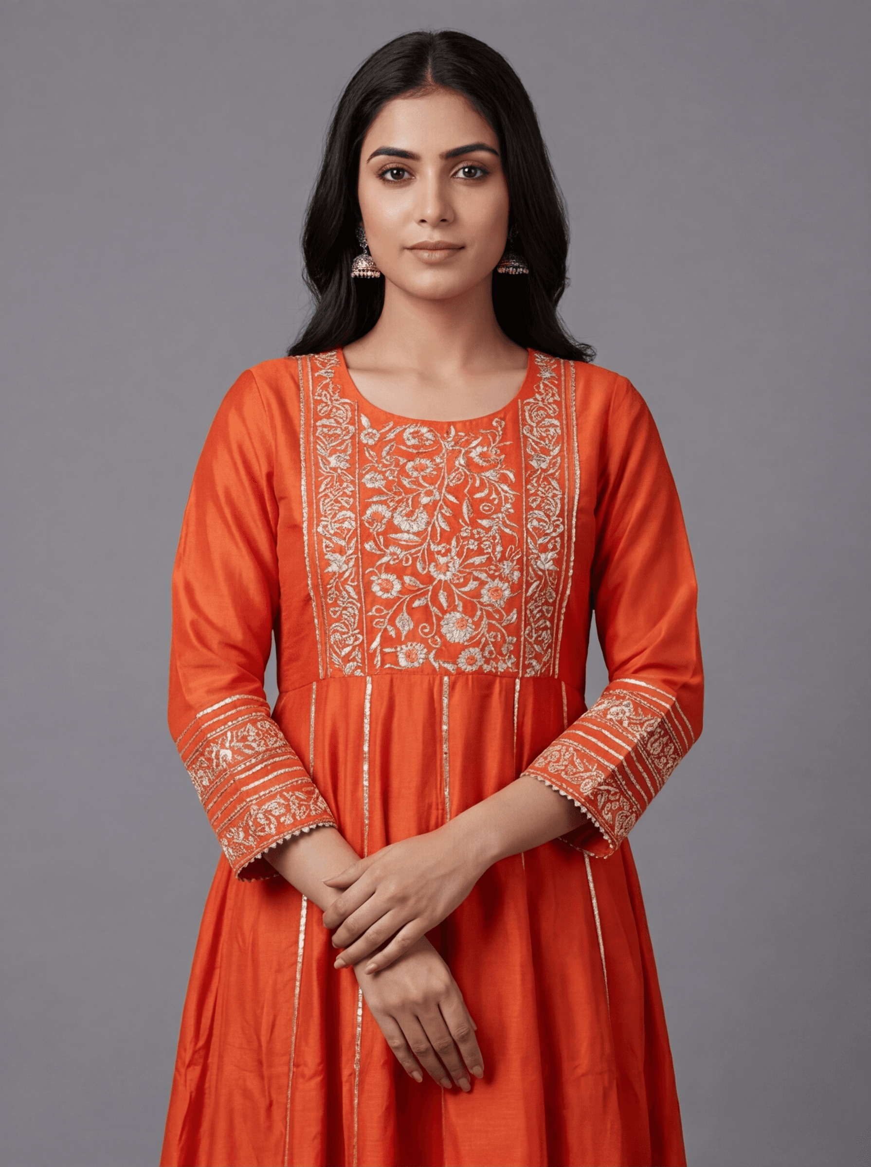 Sunset Grace Embroidered Anarkali Suit Set