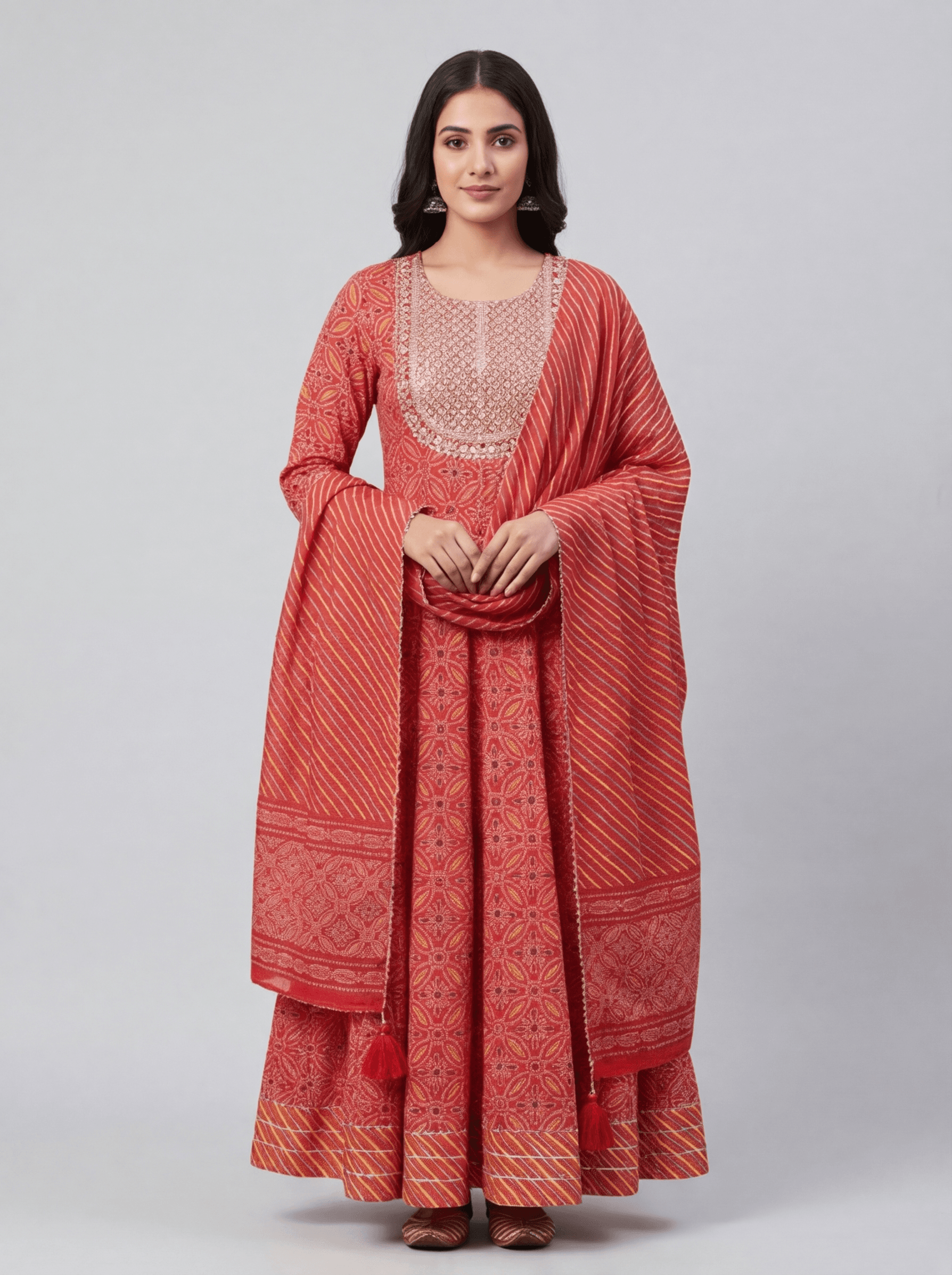 Crimson Heritage Anarkali Set
